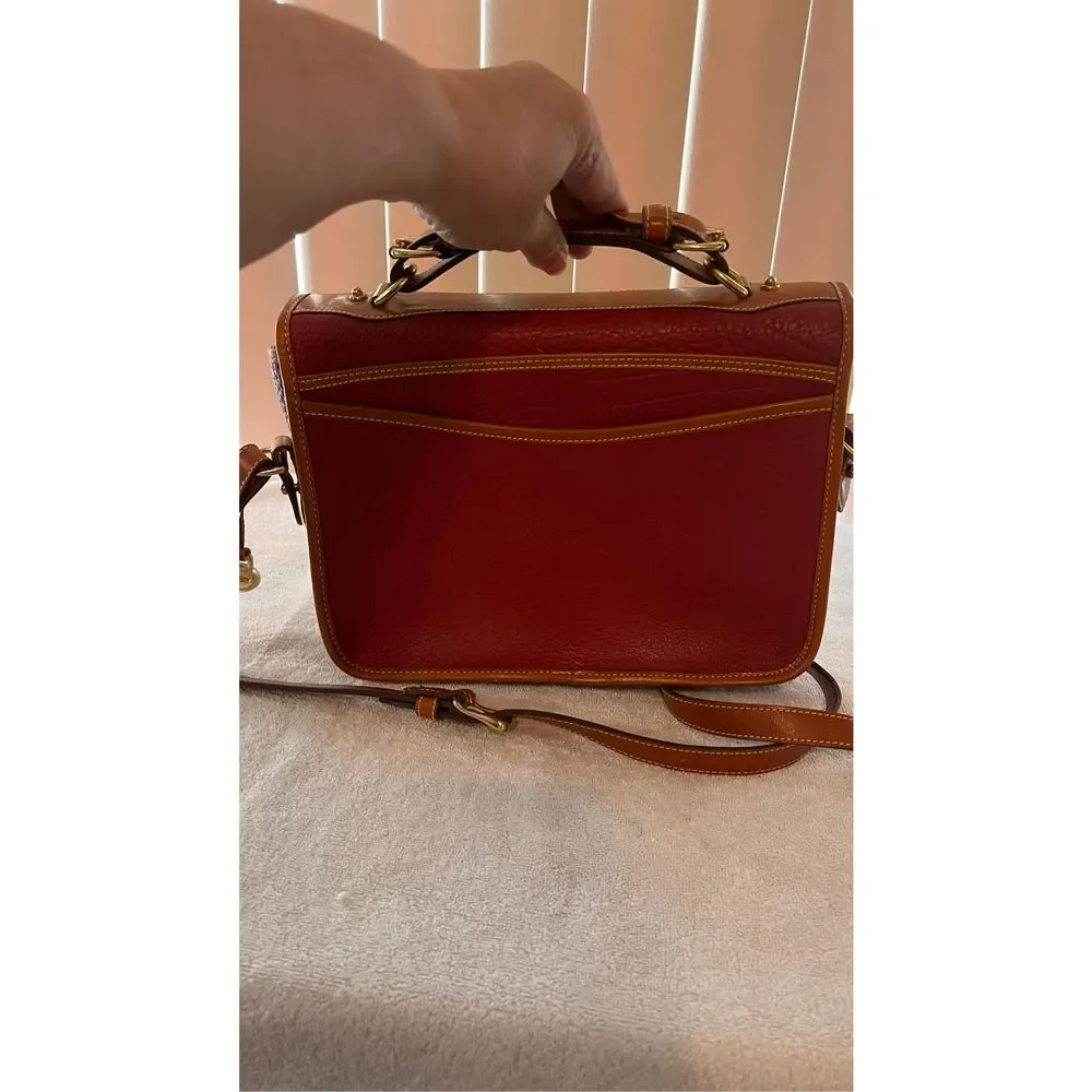 Vintage Dooney & Bourke Red leather Top Handle All Weather Crossbody 80's & 90's - Picture 6 of 10